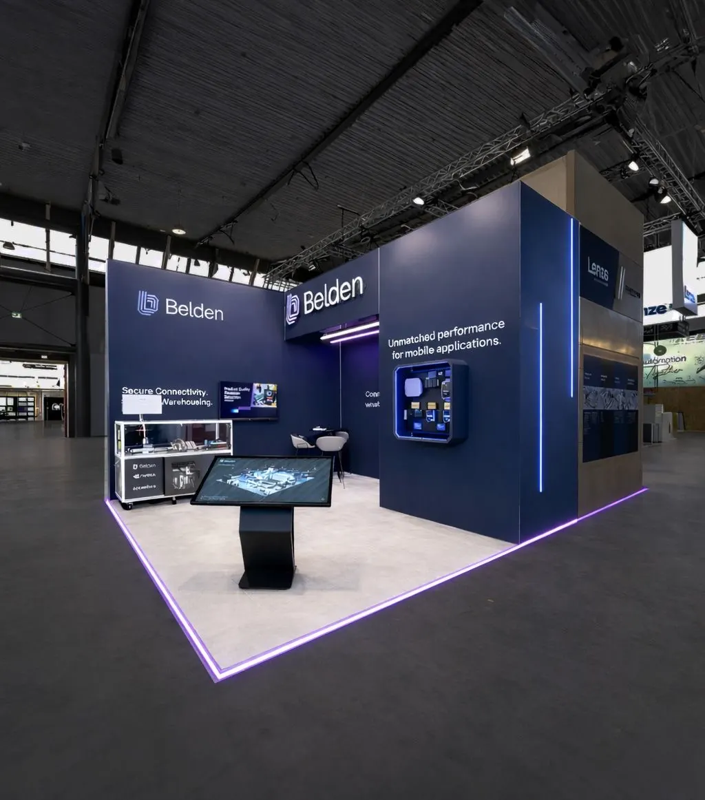 Belden — Clean raised floor, exhibition stand